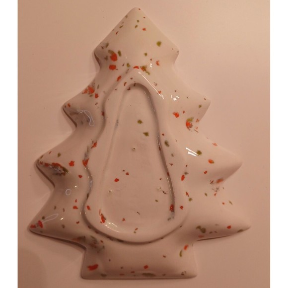1973 Christmas Tree Serving Tray Ceramic Splatter Drip Handmade & Hand Painted - Picture 2 of 7